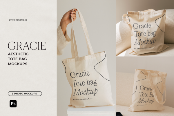 Aesthetic Tote Bag Mockups - Gracie