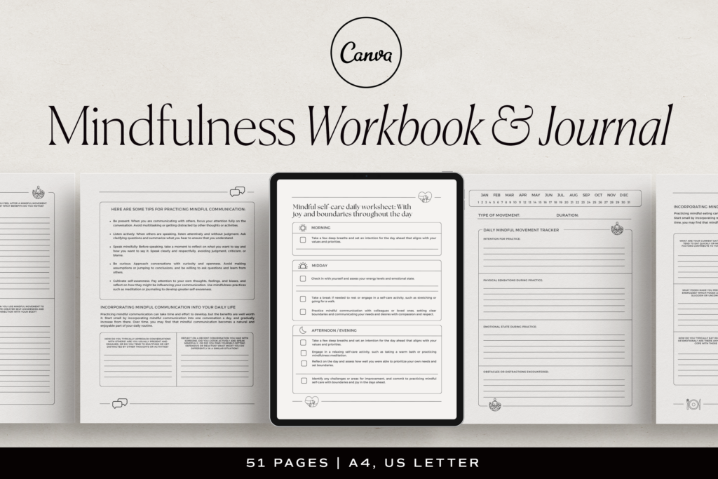 Mindfulness Workbook & Journal Canva Template