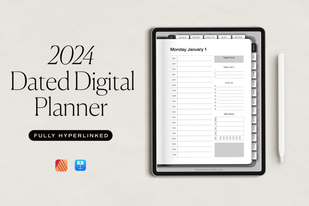2024 Dated Digital Planner Template